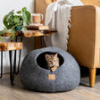 Premium Felted Wool Cat Cave Bed - Stone Gray - Sumiye Co