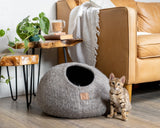 Premium Felted Wool Cat Cave Bed - Earth Brown - Sumiye Co