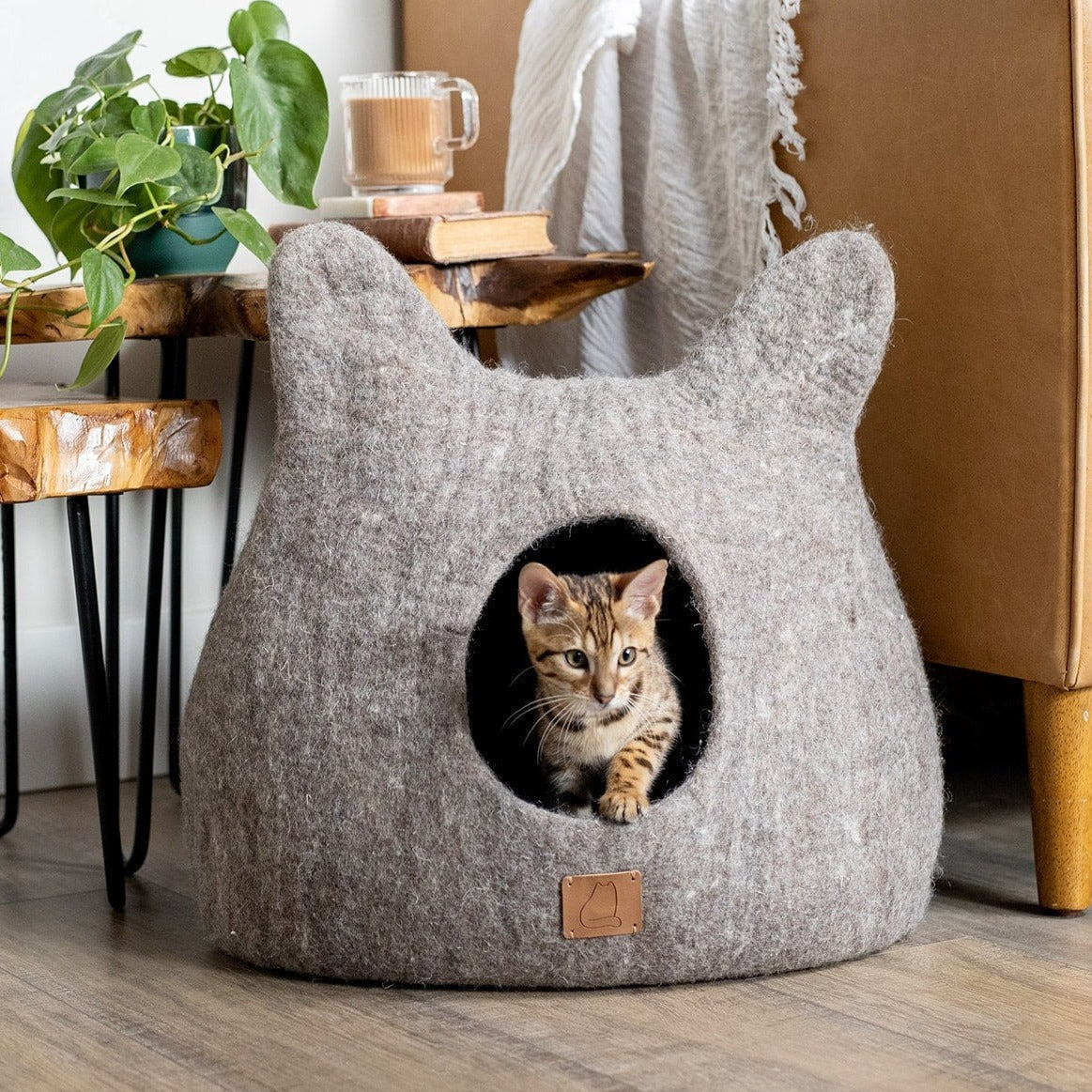 Whimsical Cat Ear Cave Bed - Earth Brown - Sumiye Co