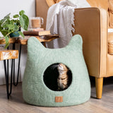 Whimsical Cat Ear Cave Bed - Eucalyptus Green - Sumiye Co