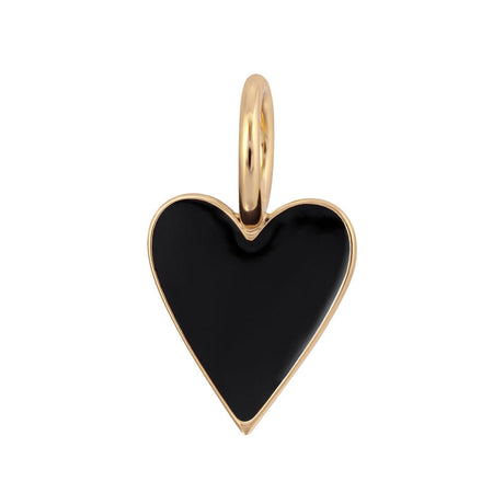 Cara Black Enamel Heart Charm Necklace - Sumiye Co