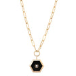 Ashley Black Enamel & Crystal Pendant Necklace - Sumiye Co