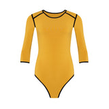 GIRL Two tone Eco bodysuit in Canary Yellow - Sumiye Co