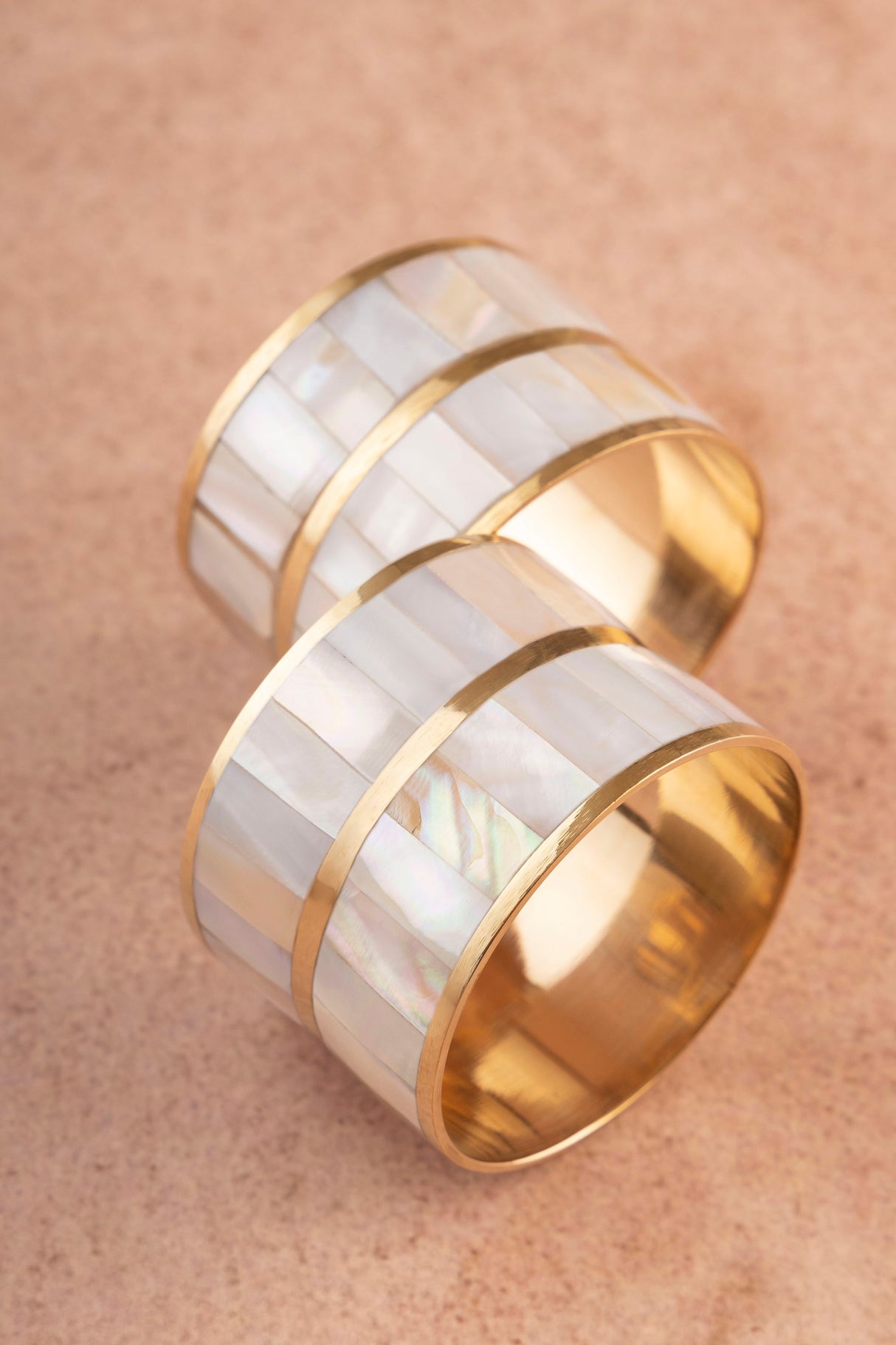 Primrose White Mother Pearl Napkin Rings, Set of 6 - Sumiye Co