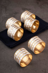 Jardin White Pearl Napkin Rings, Set of 6 - Sumiye Co