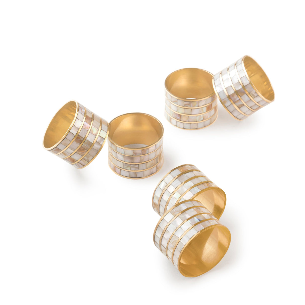 Jardin White Pearl Napkin Rings, Set of 6 - Sumiye Co