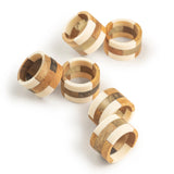 Travis Wooden Napkin Rings, Set of 6 ( Brown & Ivory ) - Sumiye Co