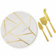 Infinia Round Marble Cheese Board & Gold Knives 12" - Sumiye Co