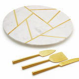 Infinia Round Marble Cheese Board & Gold Knives 12" - Sumiye Co