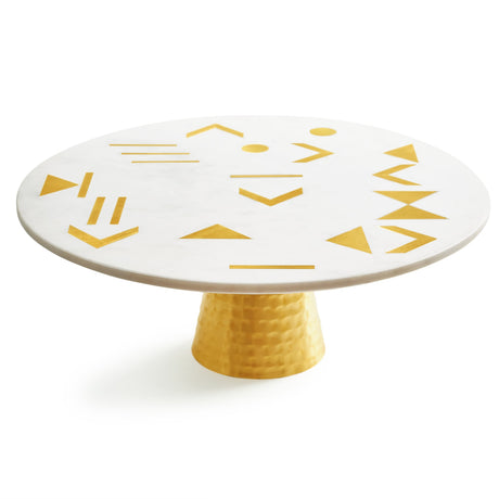 Olympia Marble Cake Stand, 12" ( White & Gold ) - Sumiye Co