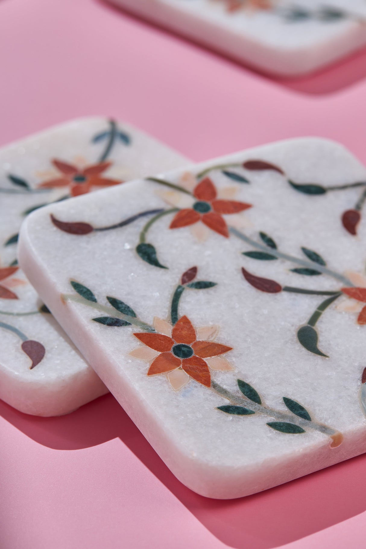 Spring Blossom Marble Coasters, Set of 4 - Sumiye Co