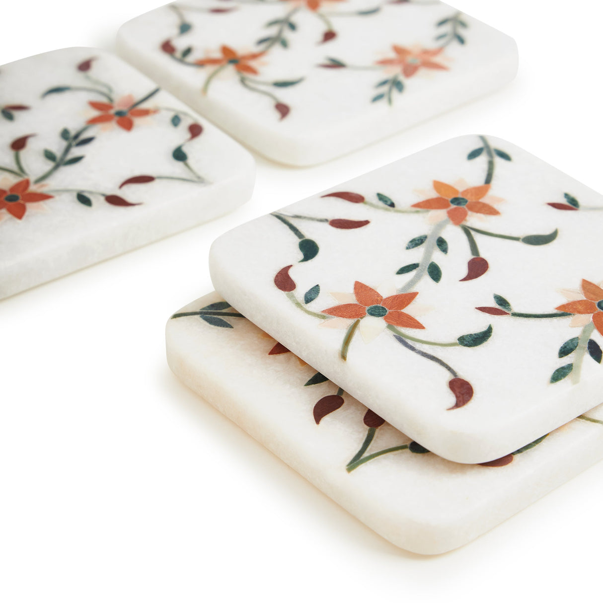 Spring Blossom Marble Coasters, Set of 4 - Sumiye Co