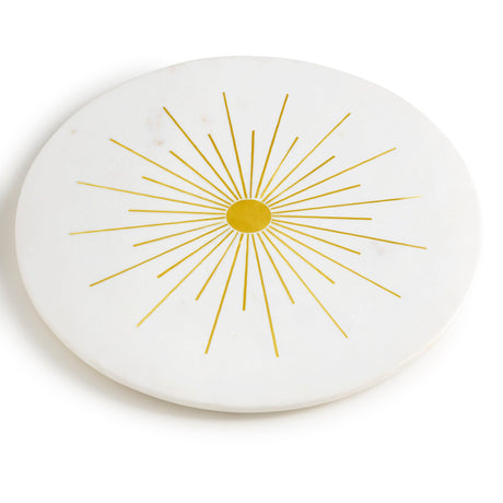 Sunshine Round Marble Cheese Board 12" (White & Gold) - Sumiye Co