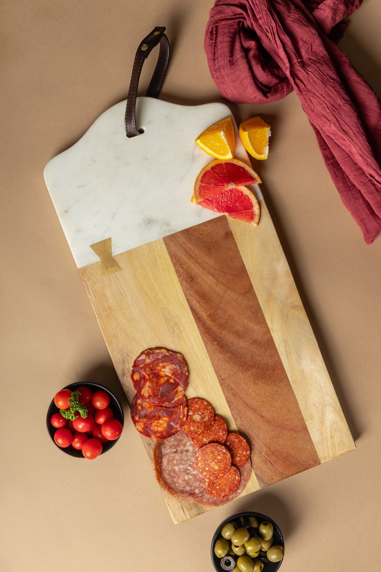 Darvaza Marble & Wood Cutting Board 18" x 8.75" - Sumiye Co