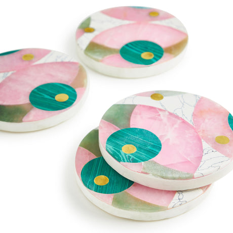 Retro Brilliance Marble Coasters, Set of 4