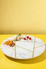 Infinia Marble Lazy Susan 16" (White & Gold ) - Sumiye Co