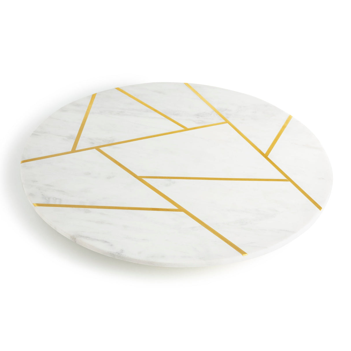 Infinia Marble Lazy Susan 16" (White & Gold ) - Sumiye Co