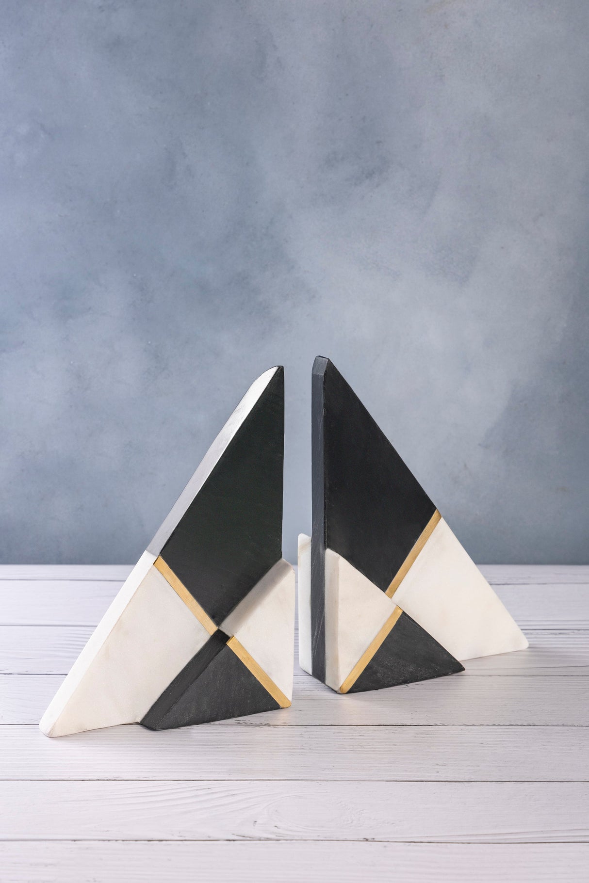 Kaavin Marble Bookends, Set of 2 (6" x 2.75" x 2.5" ) - Sumiye Co