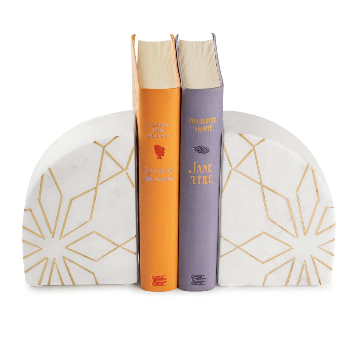 Enchant White Marble Bookends, Set of 2 (8" x 6" x 2" ) - Sumiye Co