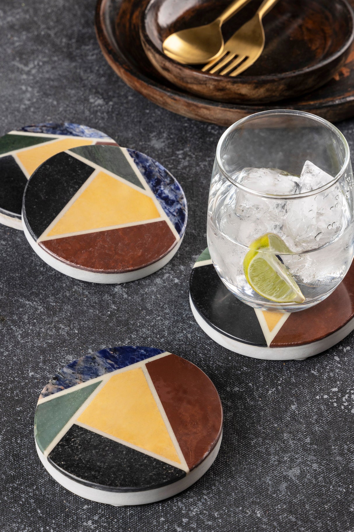 Retro Bennett Marble Coasters, Set of 4 - Sumiye Co