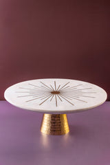 Sunshine Marble Cake Stand 12" ( White & Gold ) - Sumiye Co