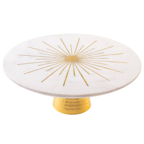 Sunshine Marble Cake Stand 12" ( White & Gold ) - Sumiye Co