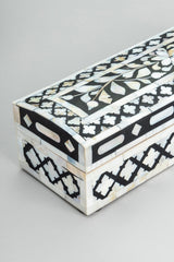 Mother of Pearl Decorative Box - Black 12" x 4" x 3" - Sumiye Co