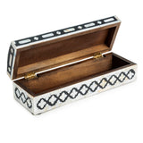 Mother of Pearl Decorative Box - Black 12" x 4" x 3" - Sumiye Co