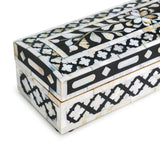 Mother of Pearl Decorative Box - Black 12" x 4" x 3" - Sumiye Co