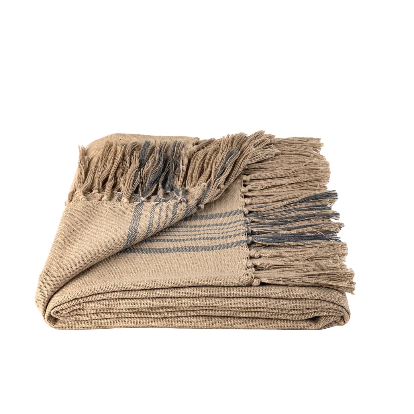 Johari Throw Blanket 40"W x 80"L - Beige &  Grey Stripes
