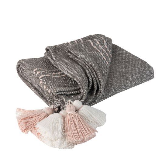 Rushmore Throw Blanket 50"W x 64"L - Sandstone Brown & Pink Stripes