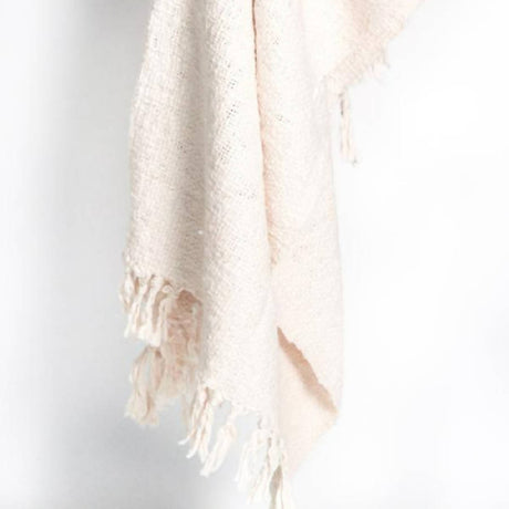 Textured Oxford Throw Blanket Cream - Sumiye Co