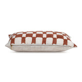 Checkered Block Printed Pillow - Rust - Sumiye Co