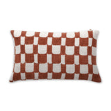 Checkered Block Printed Pillow - Rust - Sumiye Co