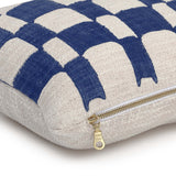 Checkered Block Printed Pillow - Indigo - Sumiye Co