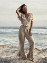 Skye Palazzo Pants - Oatmeal - Sumiye Co