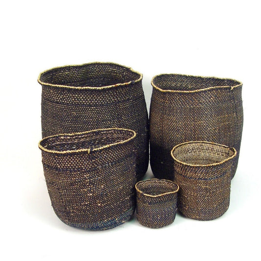 Iringa Baskets - Light Black | Woven Milulu Grass - Africa