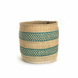 Iringa Basket - Turquoise Stripe  | Woven Milulu Grass - Africa - Sumiye Co