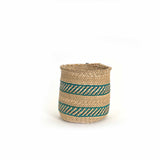 Iringa Basket - Turquoise Stripe  | Woven Milulu Grass - Africa