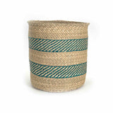 Iringa Basket - Turquoise Stripe  | Woven Milulu Grass - Africa - Sumiye Co