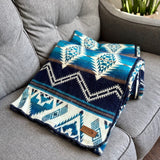 Alpaca Wool Reversible Blanket  - Cobalt Blue 90" x 78” - Sumiye Co