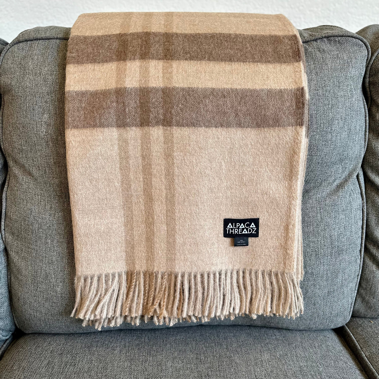 Royal Baby Alpaca Wool Checkered Throw Blanket by Alpaca Threadz - Sumiye Co