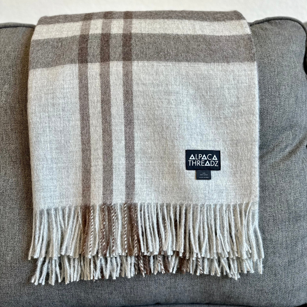 Royal Baby Alpaca Wool Checkered Throw Blanket by Alpaca Threadz - Sumiye Co