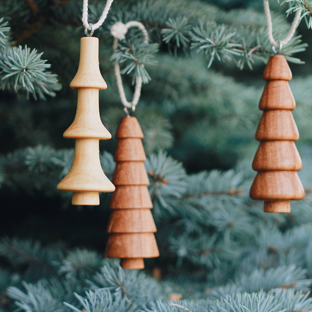 Reclaimed Wood Tree Ornaments - Set of 3 - Sumiye Co