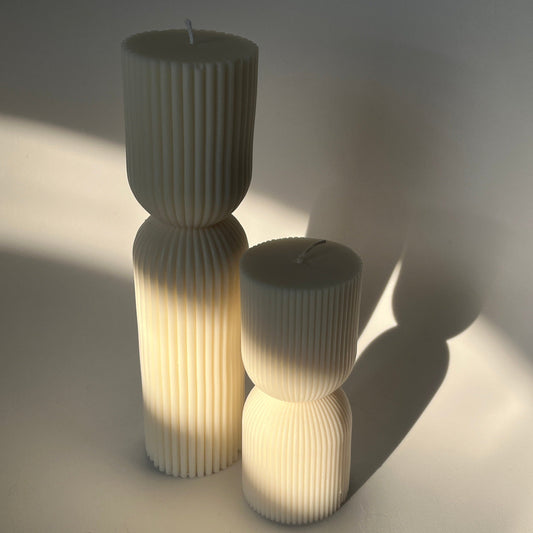 Aaram Lux 'Striped Column' Pillar Decorative Candle - Sumiye Co