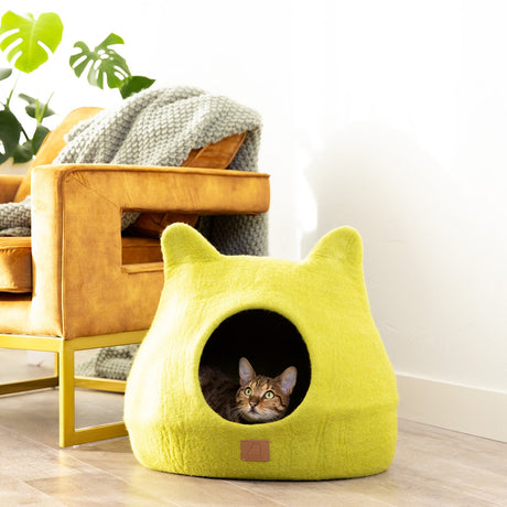 Whimsical Cat Ear Cave Bed - Citrus Green - Sumiye Co