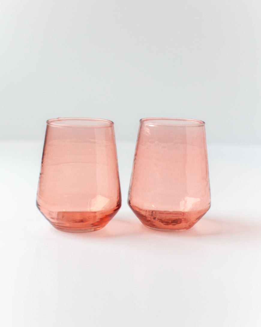 Glass Water Tumbler - Blush - Set of 4