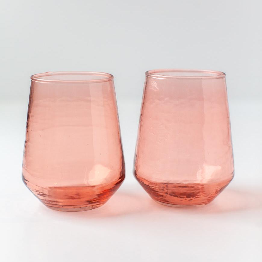 Glass Water Tumbler - Blush - Set of 4