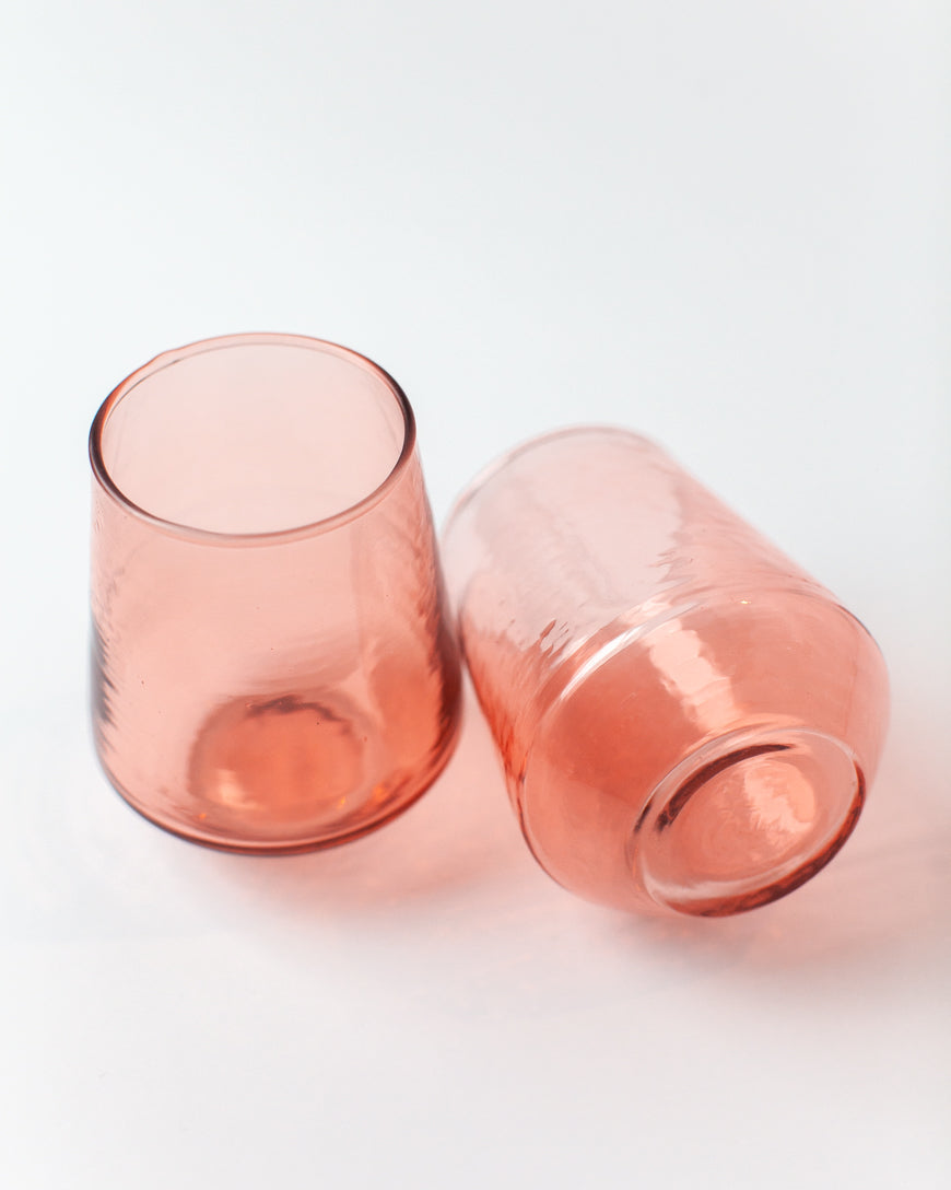 Glass Water Tumbler - Blush - Set of 4