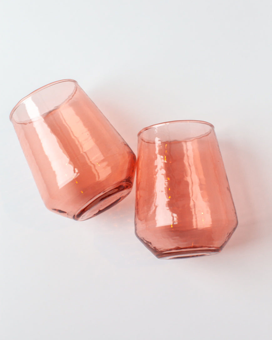 Glass Water Tumbler - Blush - Set of 4